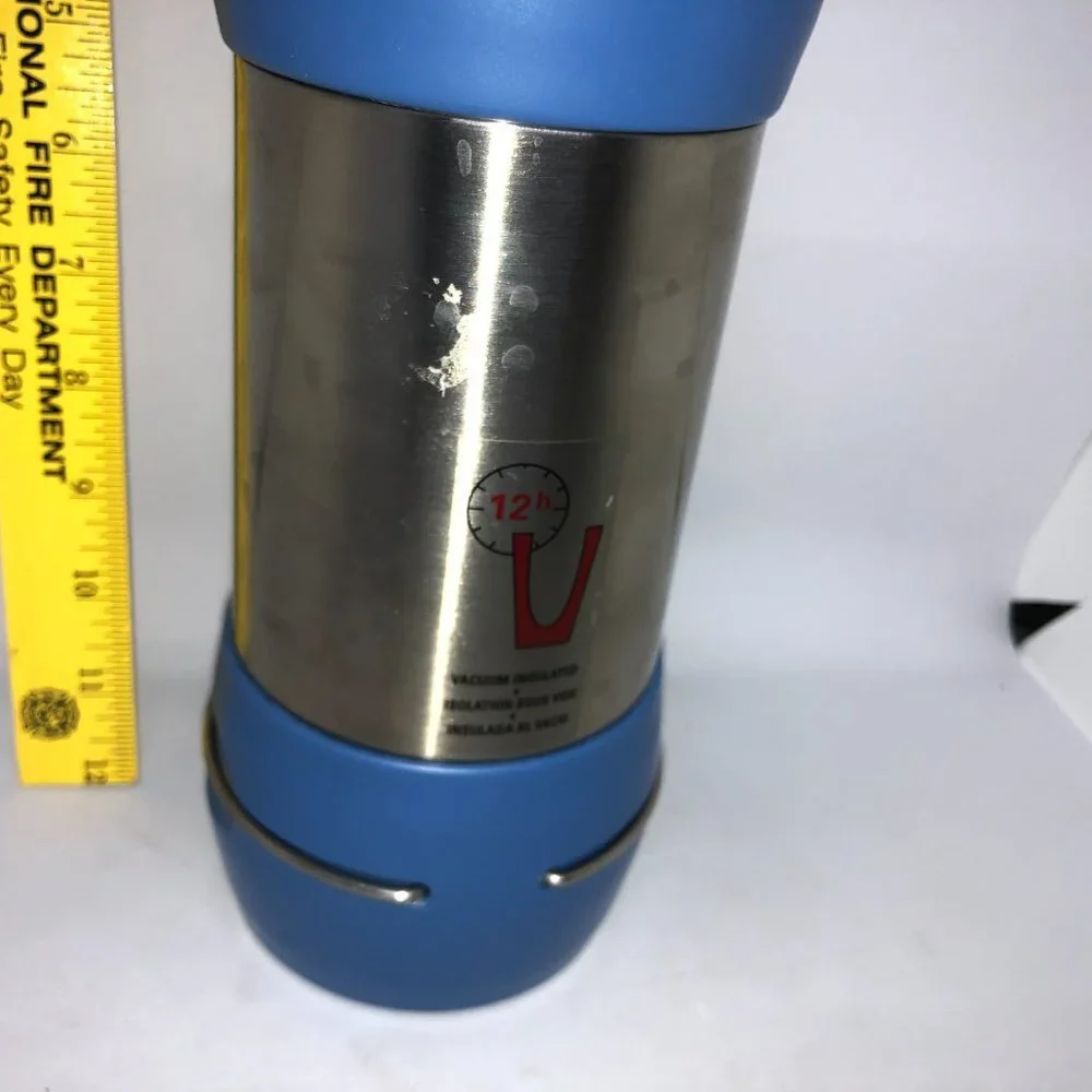 Trudeau Vacuum Insulated 12 HR Thermos‎ Stainless Steel & Blue